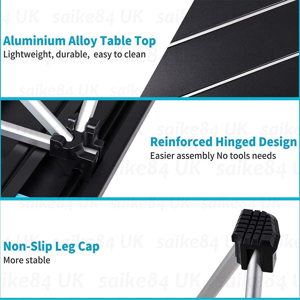 2PCS Portable Folding Camping Table Aluminium BBQ Picnic Table Outdoor Carry Bag