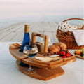 Foldable Wooden Picnic Table With Built-in Wine Glass Holder Outdoor Desk
