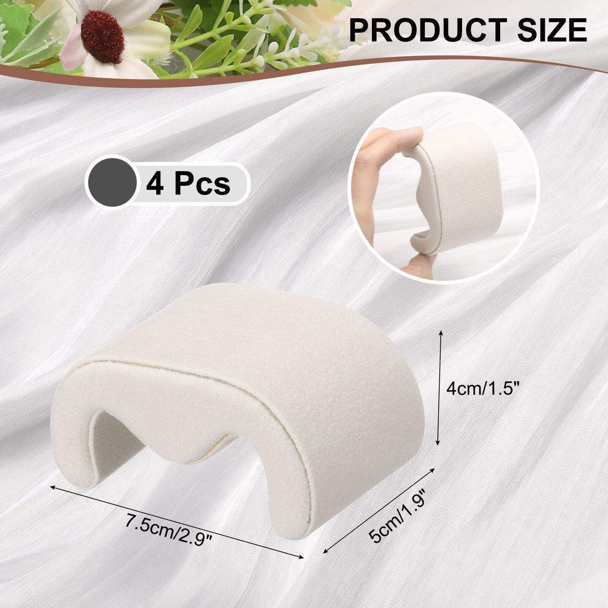 4pcs Watch Case Pillows, M Shaped Watch Display Pillow Beige