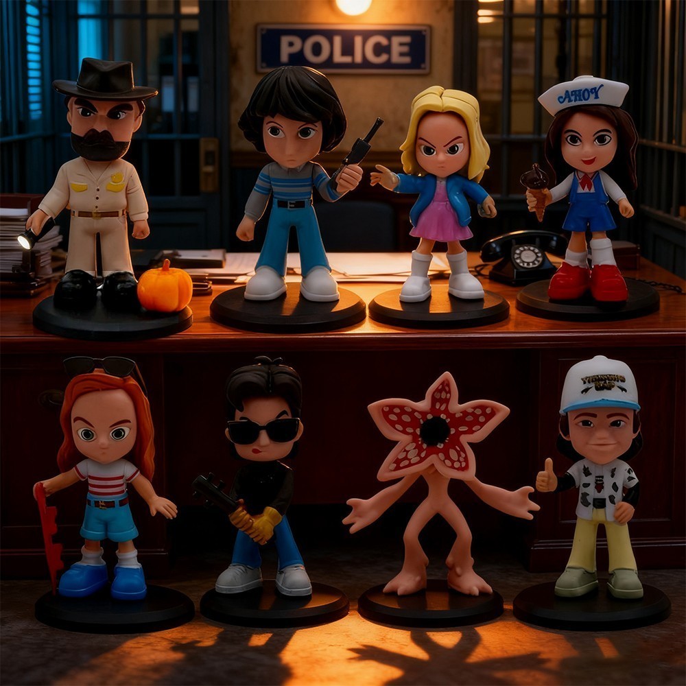 8pcs Stranger Things PVC Figure with Base Fans Kids Collect Action Figures Gift