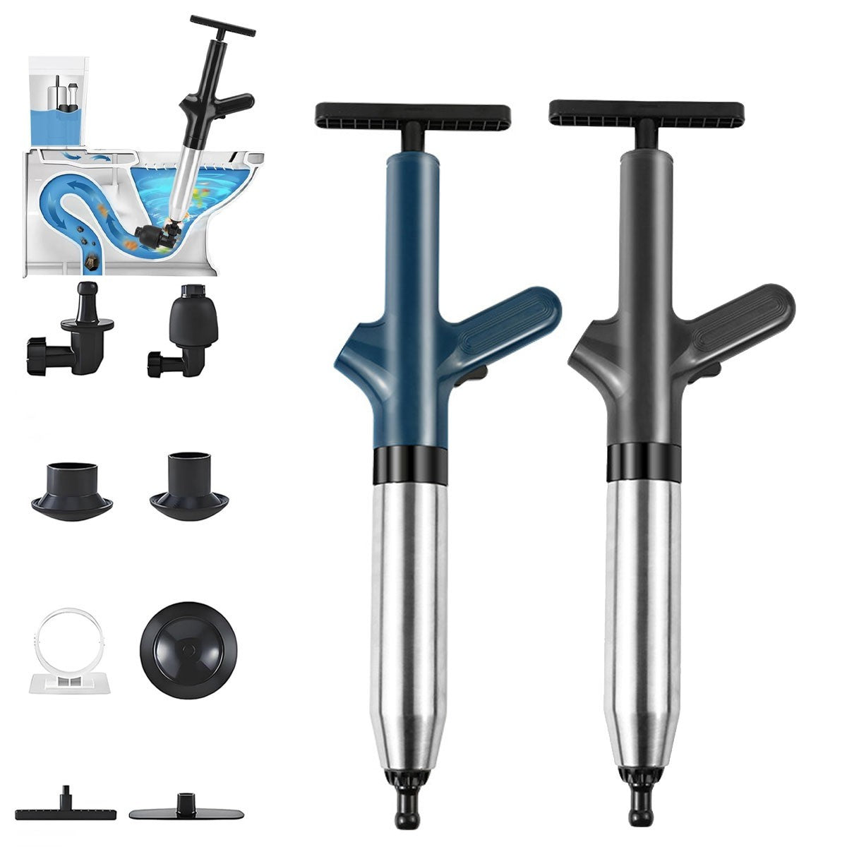 Stainless Steel Toilet Plunger Kit Drain Buster Drain Unblocker For Sink/Toilet