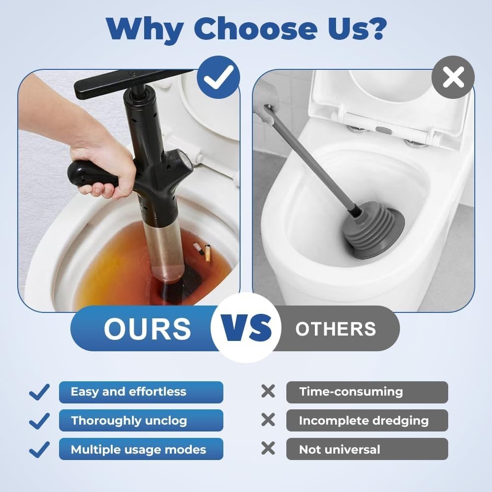 Drain Blaster Air Plunger for Toilet High Pressure Blockage Powerful Unblocker