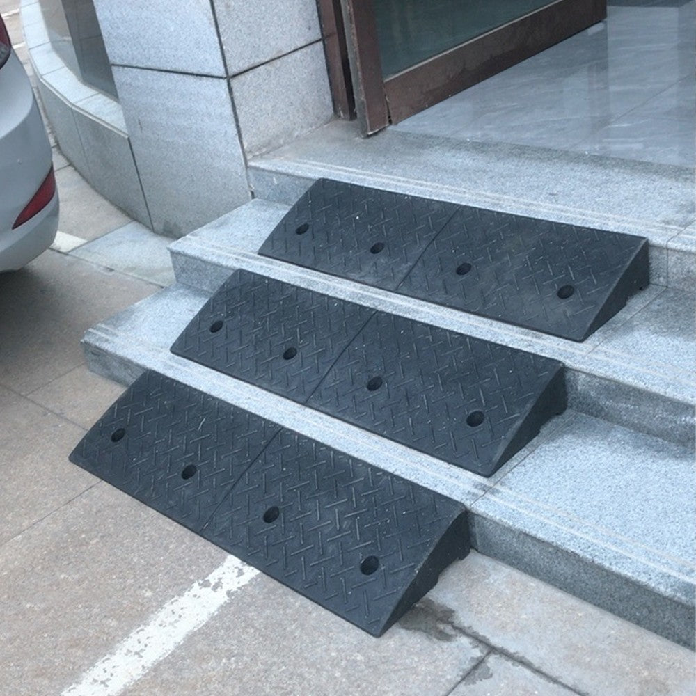 2PCS Durable Plastic Curb Ramps - Anti-Slip Access for Wheelchairs & Motorcycles