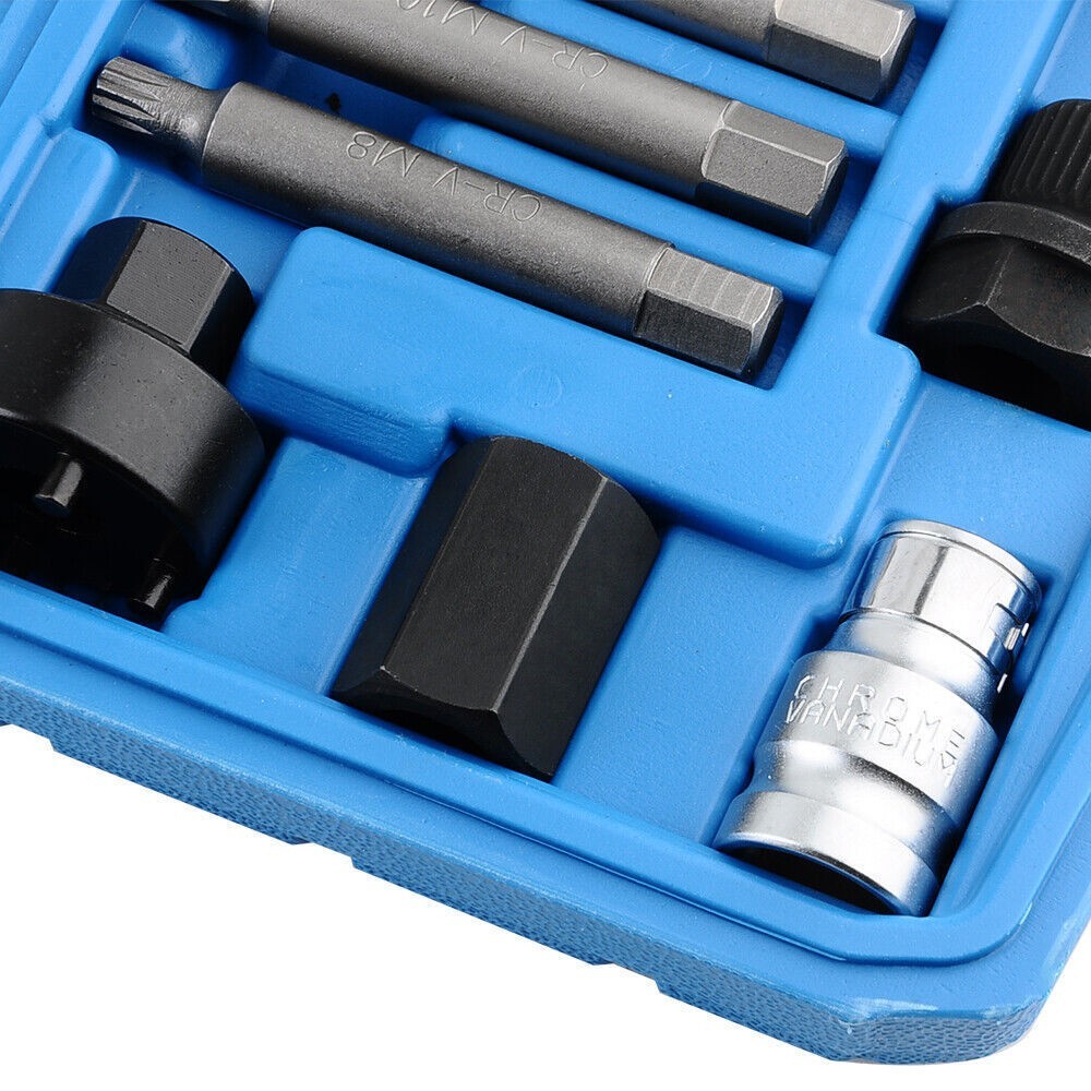 New 13 Piece Alternator Free Wheel Pulley Removal Set Car Garage Tool Bit Kit