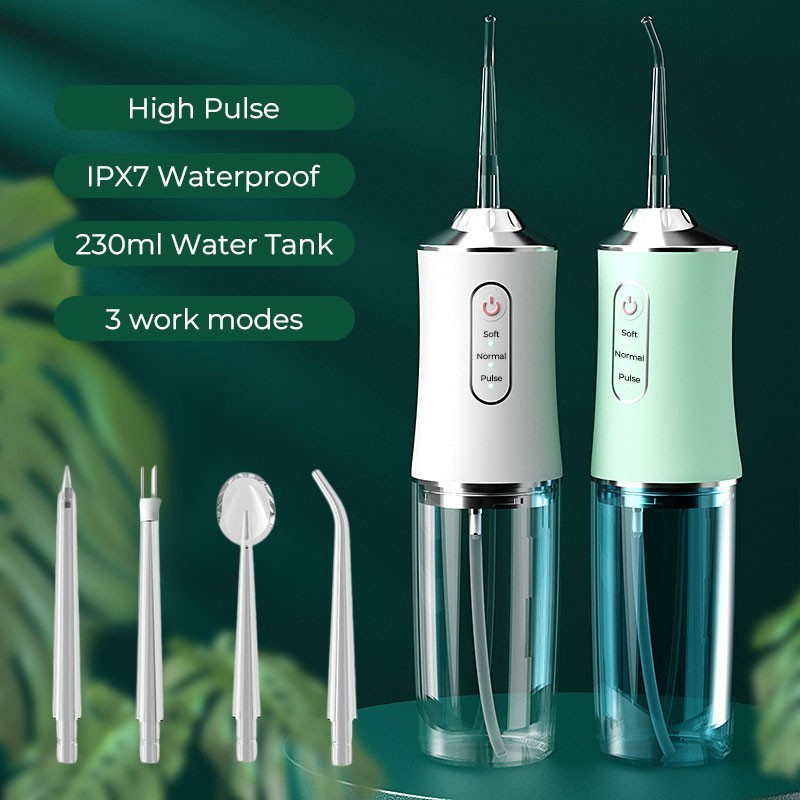 Cordless Dental Water Flosser with Jet 4 Tips Floss Oral Cleaner Irrigator Teeth