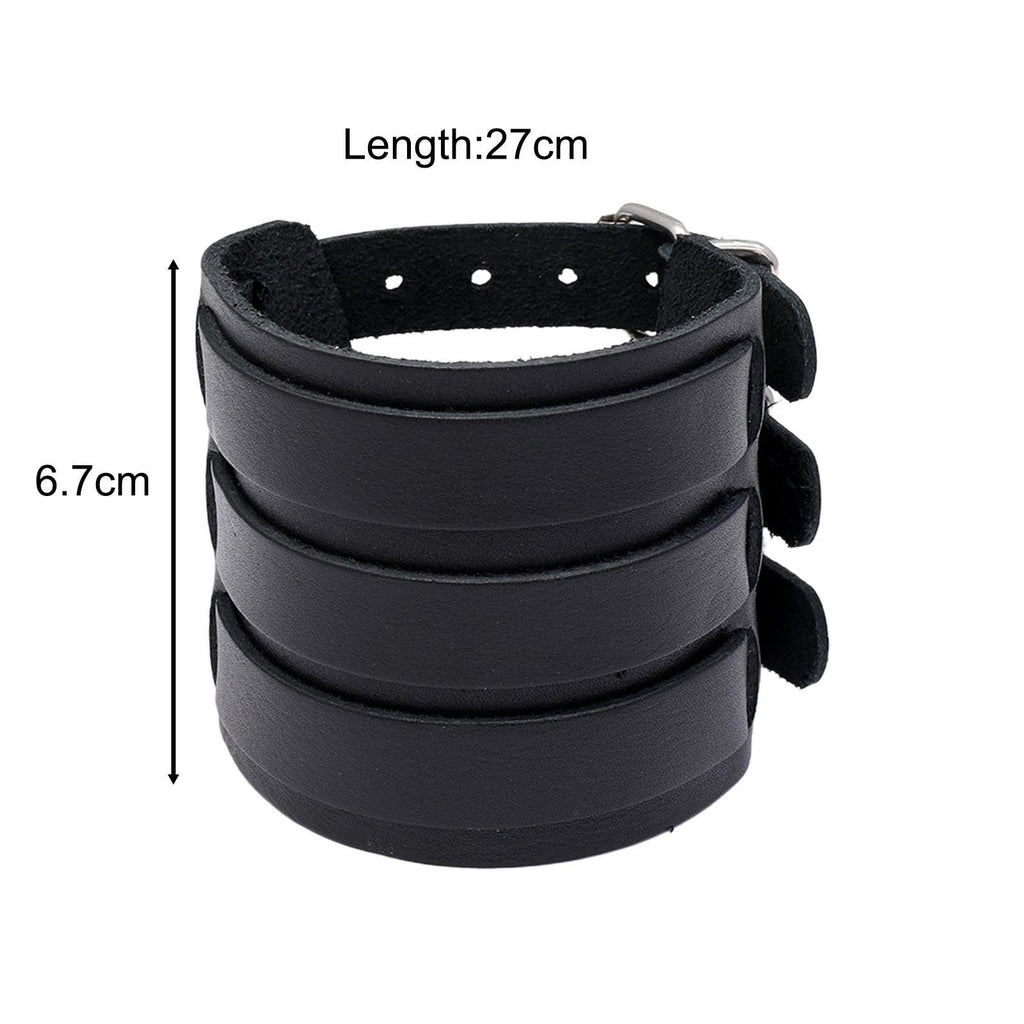 Men Cuff Bracelet Charm PU Accessories Wrist Bangle for