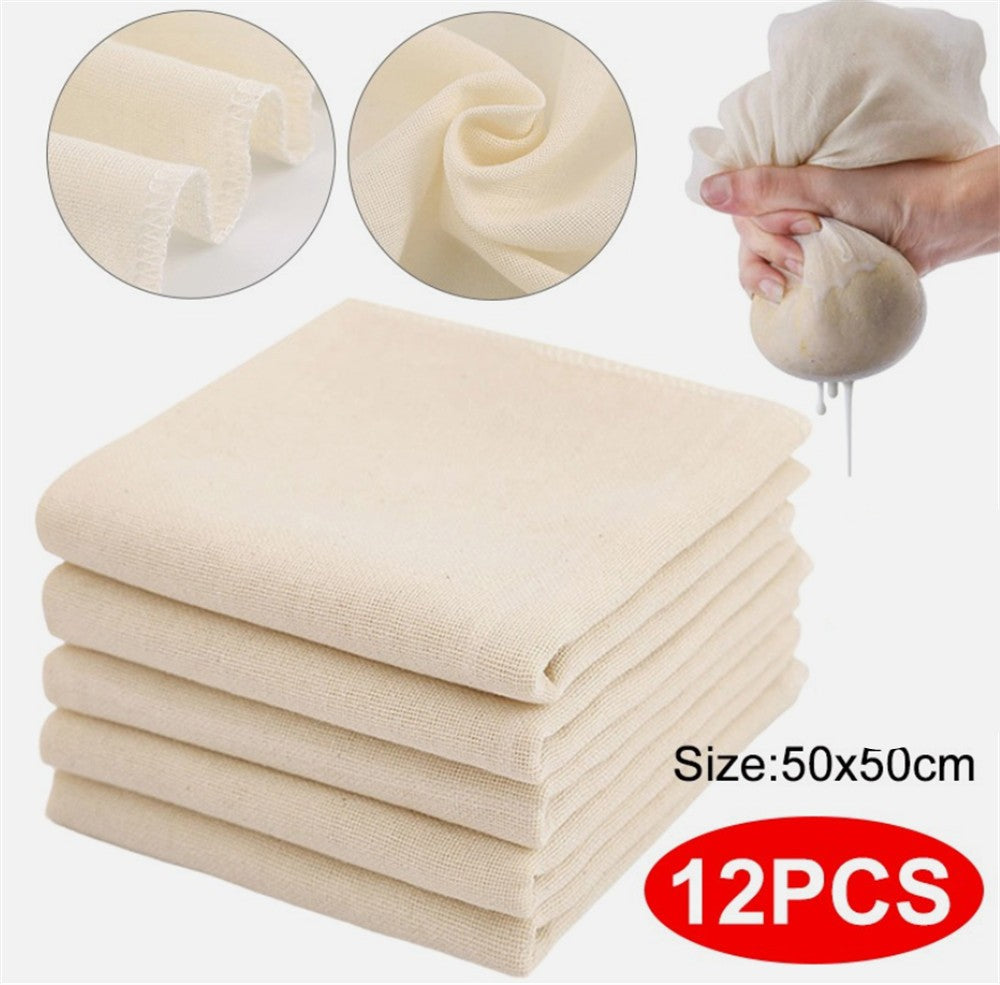 12PCS Cotton Cheese Cloth Food Straining Gauze Cooking Draining Muslin 50cm UK