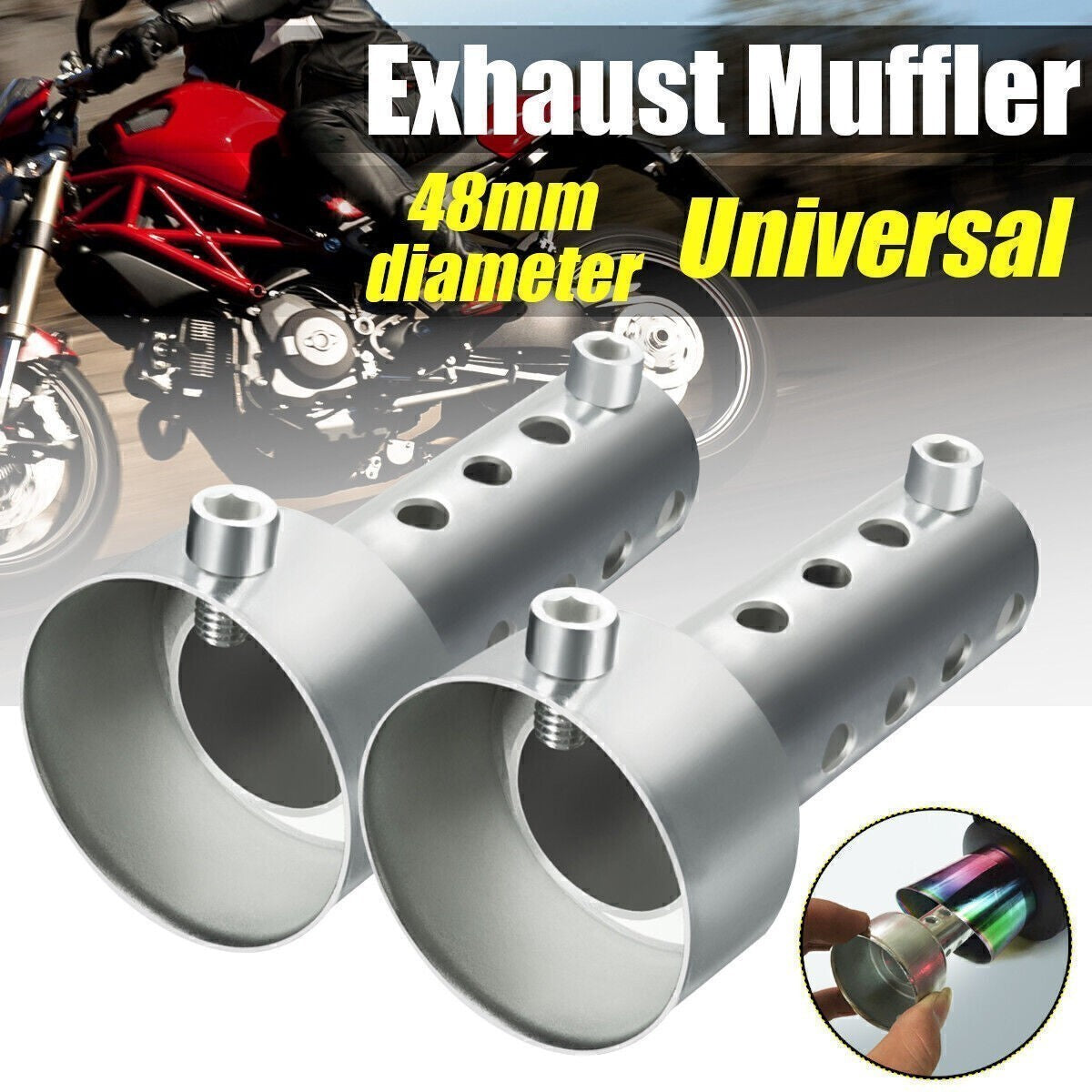 2X 48mm Motorcycle Motorbike Exhaust Muffler Baffle For DB Killer Universal