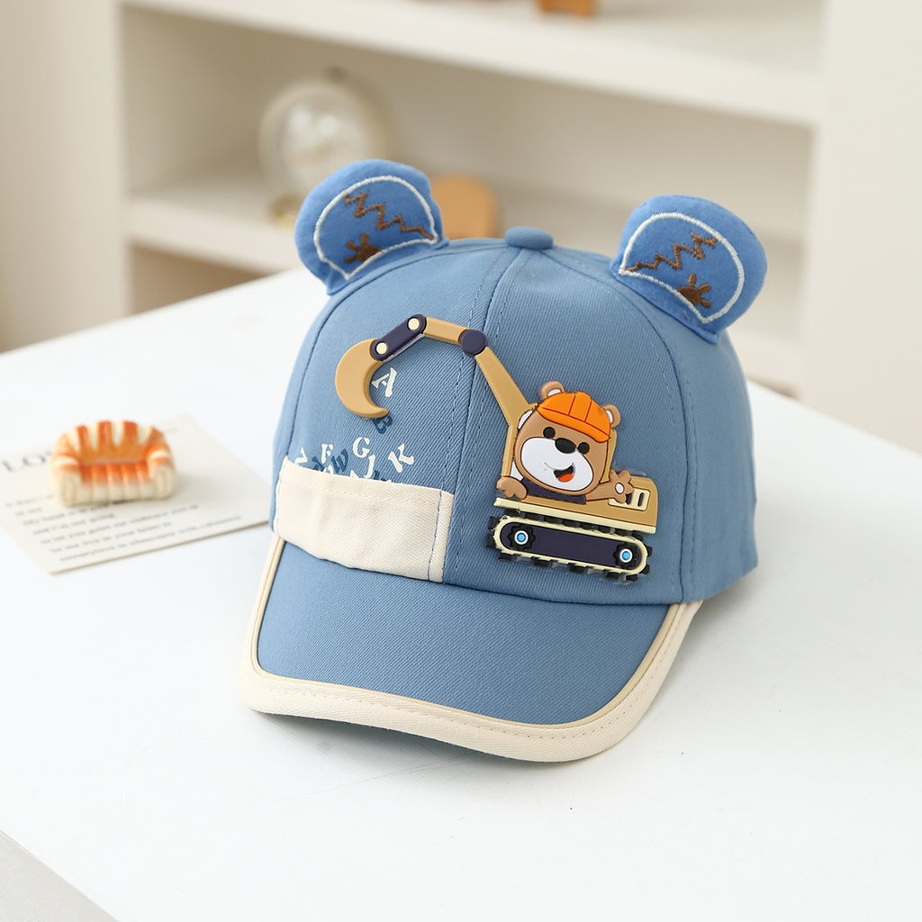 Summer 1-3-year-old Boys And Girls Sun Hats - Bear Driving An Excavator,...
