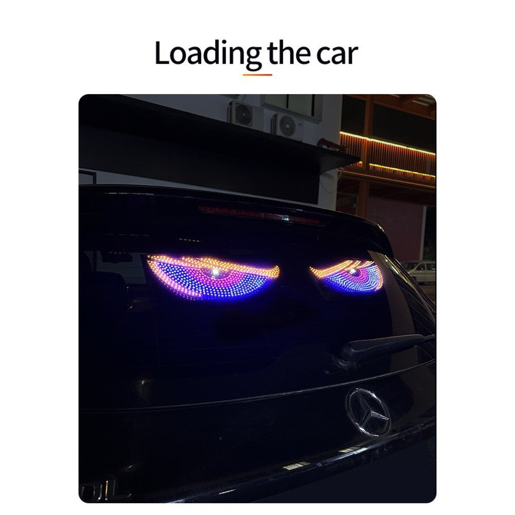 USB Dynamic Devil Eyes LED Matrix Light for Car Window with Strobe Function