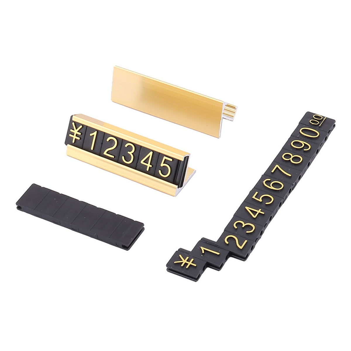 16 Sets Price Tag Display Counter Stand with Metal Base for Jewelry, Golden