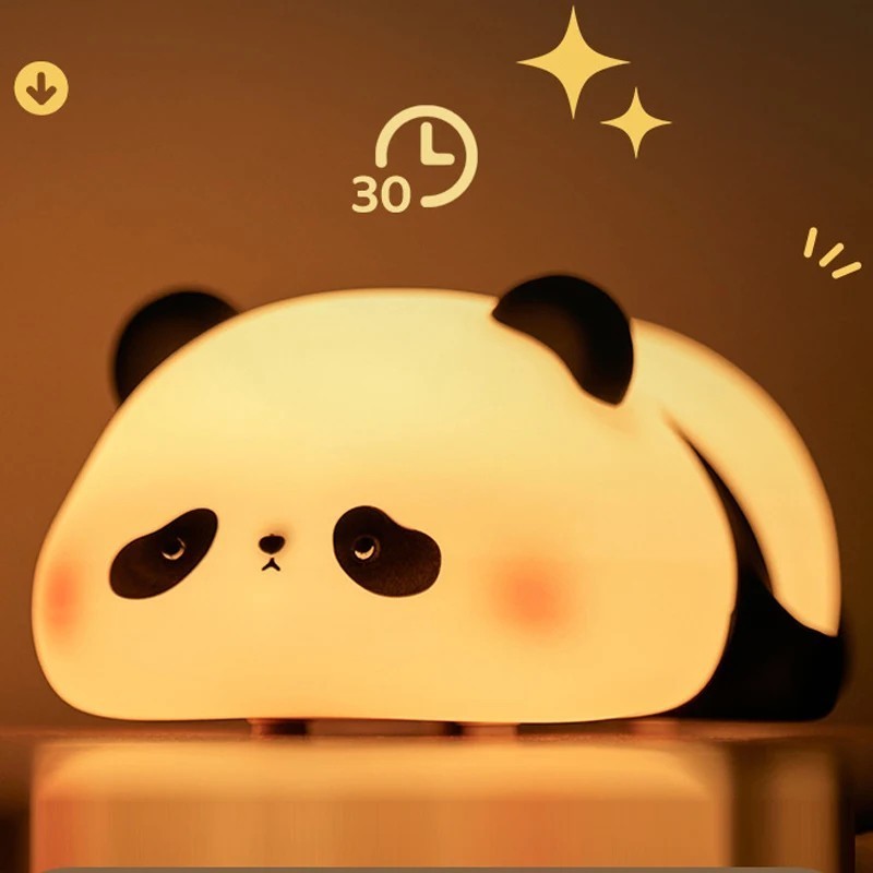 Cartoon LED Night Light Silicone Touch Lamp Dimmable USB Rechargeable Kids Gift