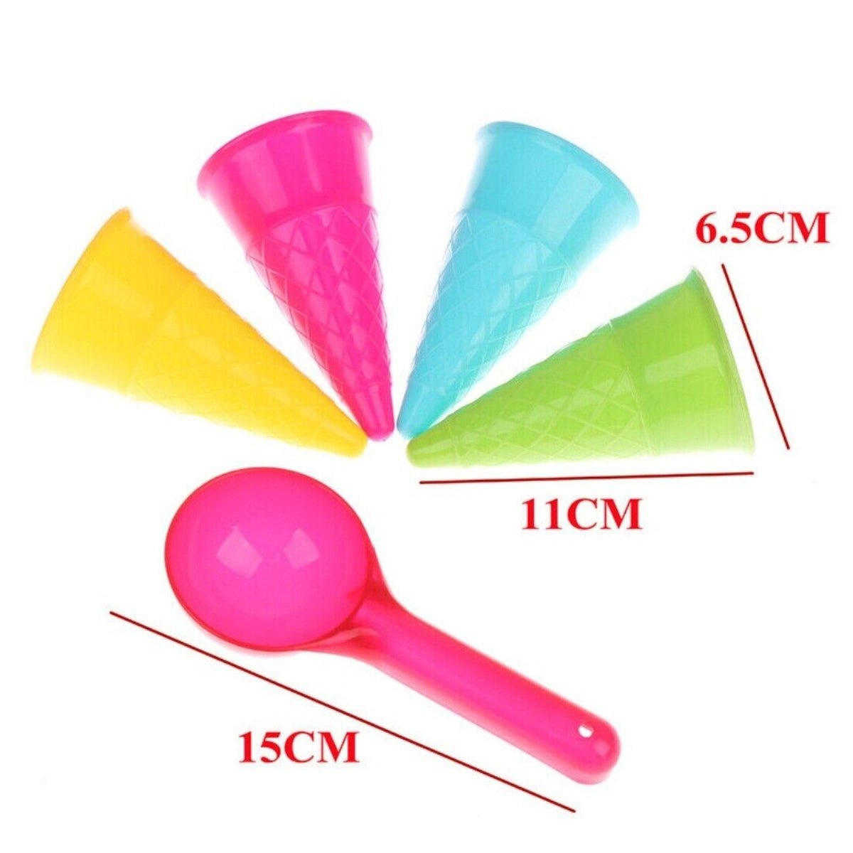 5Pcs Ice Cream Toys Cone Scoop Sets Beach Sand Toys Kids Summer Play Game