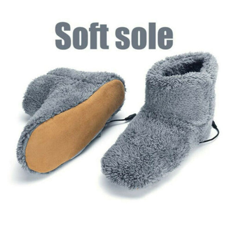 Electric USB Warmer Foot Shoe Plush Slipper Feet Heat Washable Sock Shoes Unisex