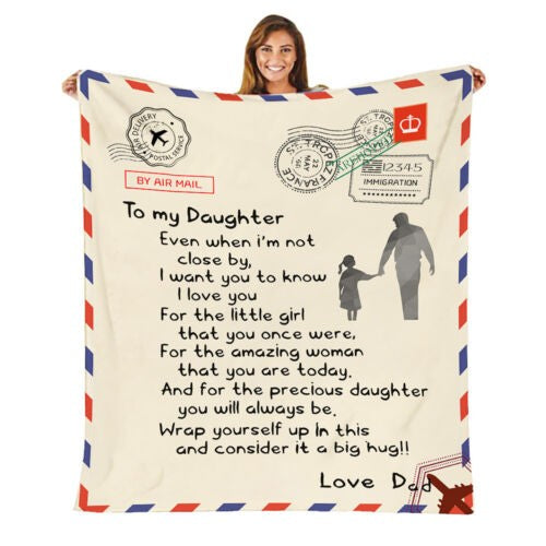 Letter Fleece Blanket To My Daughter Dad Mom Plush Personalized Christmas Gifts