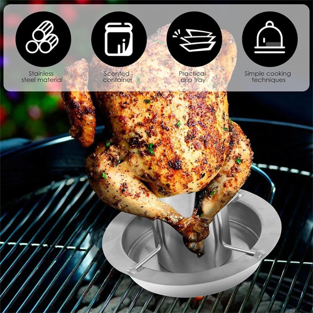 BBQ Beer Can Chicken Roaster C/Vertical Nonstick Grill Rack Chicken Holder Stand