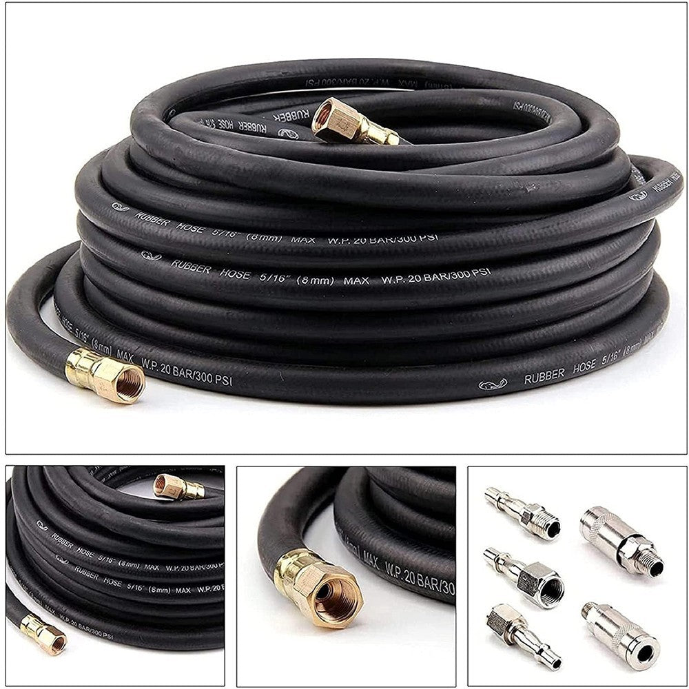 Rubber Air Compressor Hose Line 15m Metre1/4 ''BSP 9.5mm Bore Auto Heavy Duty UK