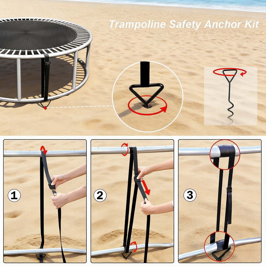 4X Heavy Duty Trampoline Anchor Ground Pegs Tie Down Kit Corkscrew Spiral Set UK