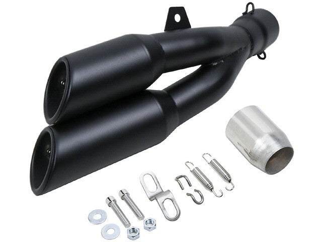 38-51mm Dual-Outlet Exhaust Silencer Motorcycle Inlet Exhaust Universal