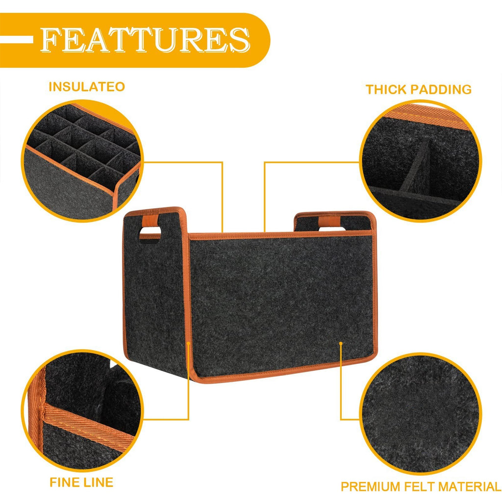 Wine Travel Bag 6/12-Bottle Felt Wine Carrier Storage Box with Divider