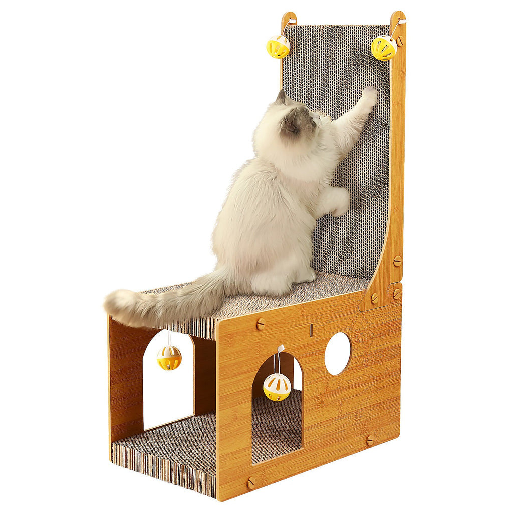 NEW L-shaped cat scratcher is made of non-toxic corrugated paper