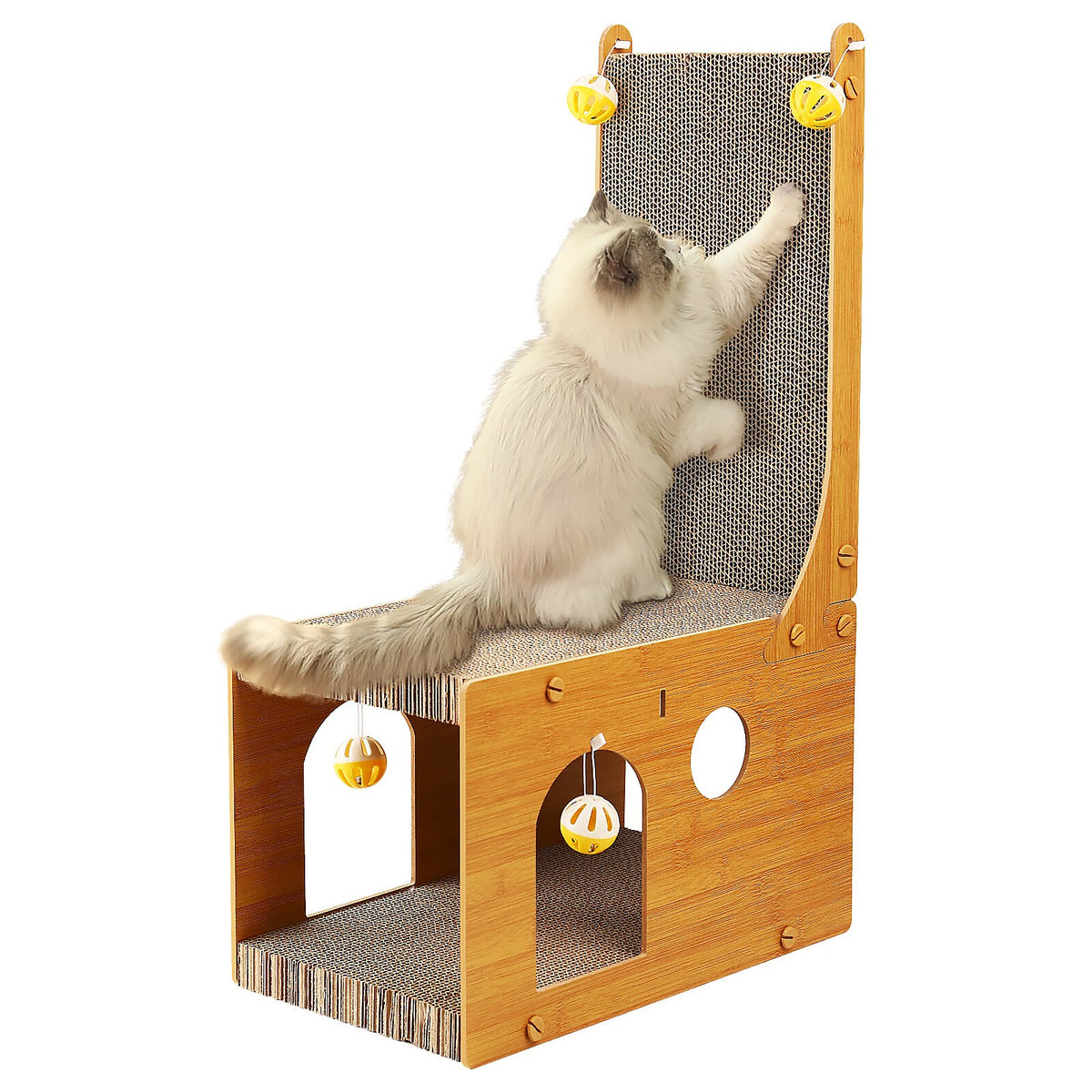 NEW L-shaped cat scratcher is made of non-toxic corrugated paper
