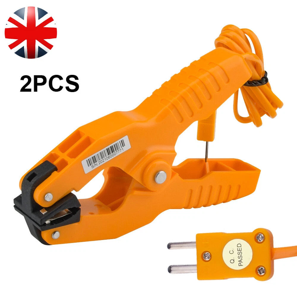 2pcs HT-05 Temperature Test Clamp Lead Clip K-Type Probe Thermocouple Pipe Clamp