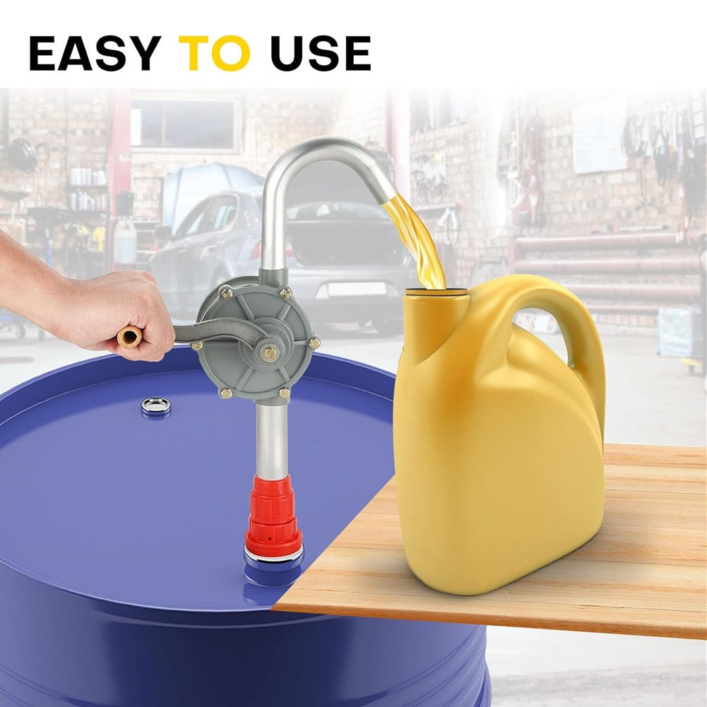 50" Rotary Barrel Transfer Drum Syphon Hand Pump Oil Diesel Fuel Self Priming