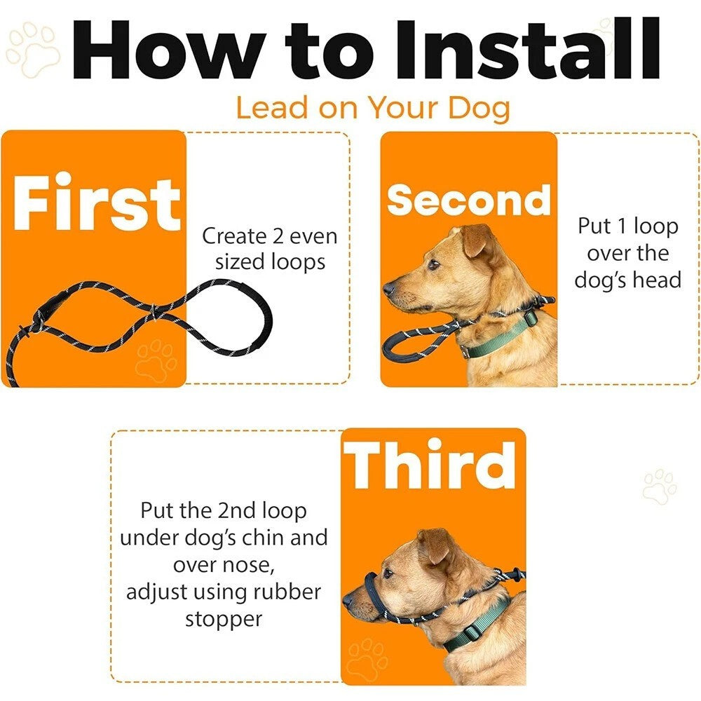 Figure of 8 Dog Lead With Padded Nose Loop-Anti Pull Dog Lead Stop Dog's Pulling