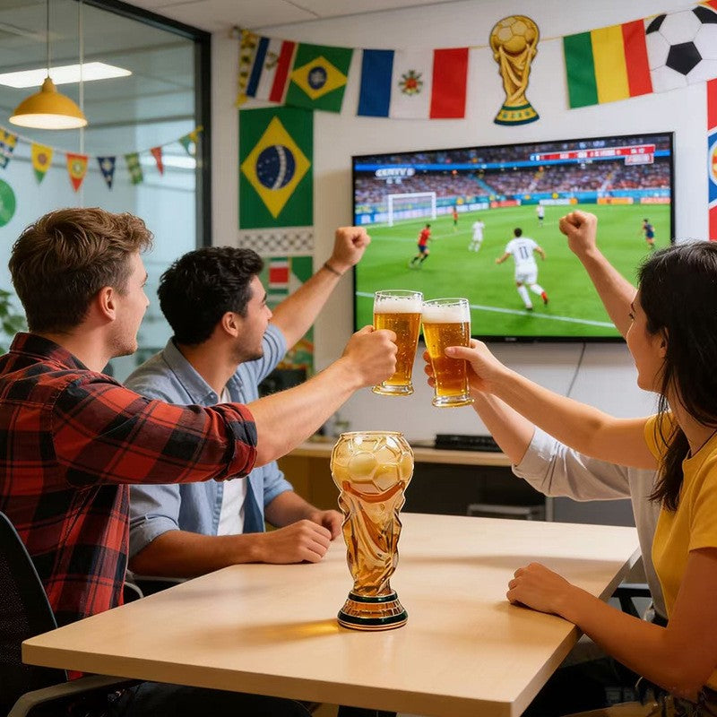 500ml World Football Trophy Beer Glass Cup Shape Drinking Mug Clear Collection
