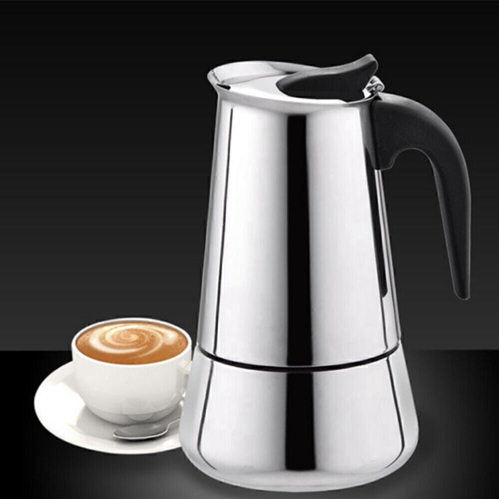 4 Cup Stainless Steel Espresso Maker Cup Stove Top Coffee Percolator Moka Pot