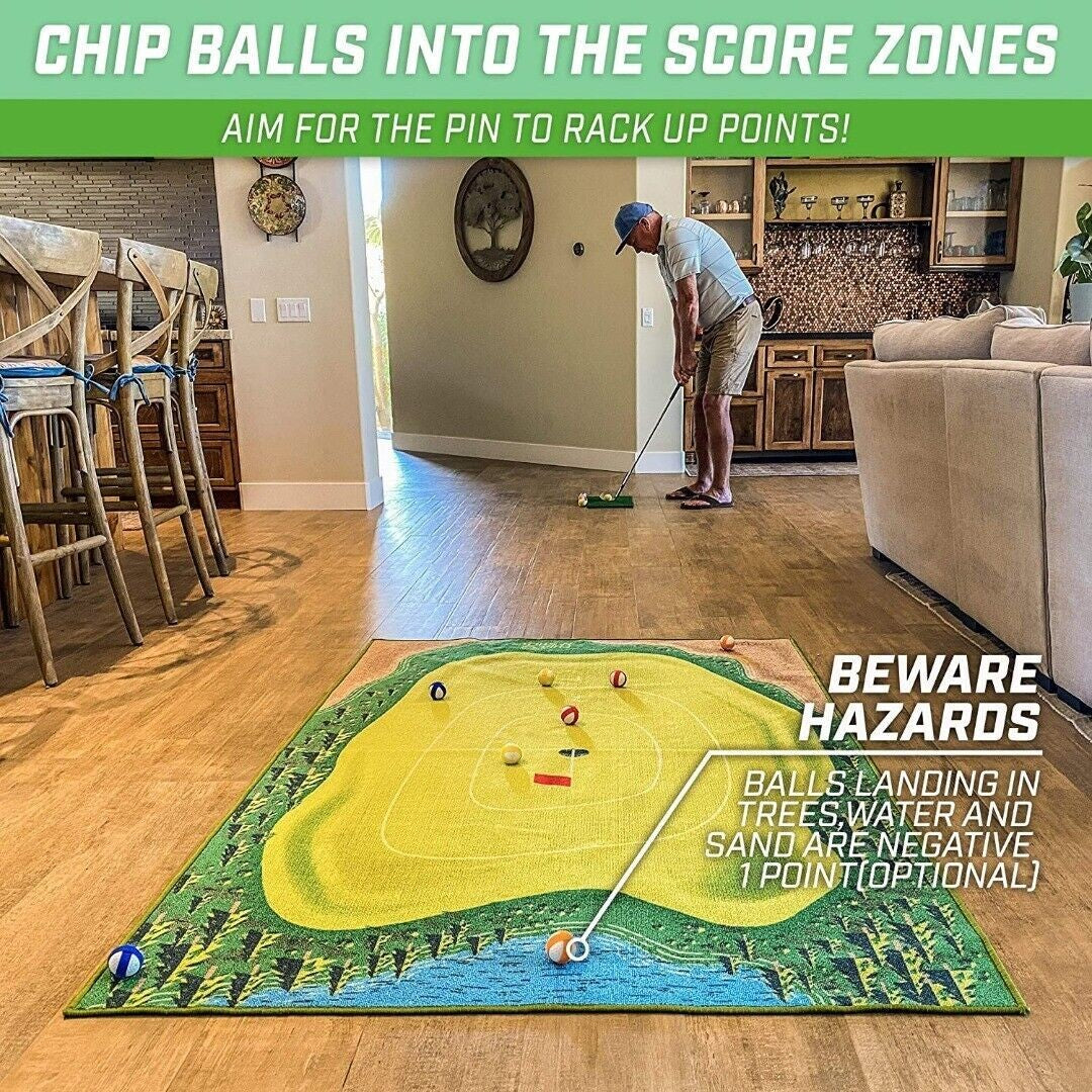 1set Chip Stick Golf Game Mat with 16 Grip Golf Balls and 1 Chipping Mats