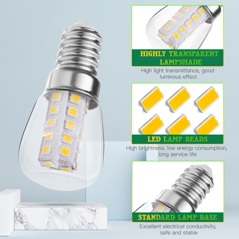 2x oven lamp LED E14 light bulb refrigerator kitchen appliance lighting ~~~