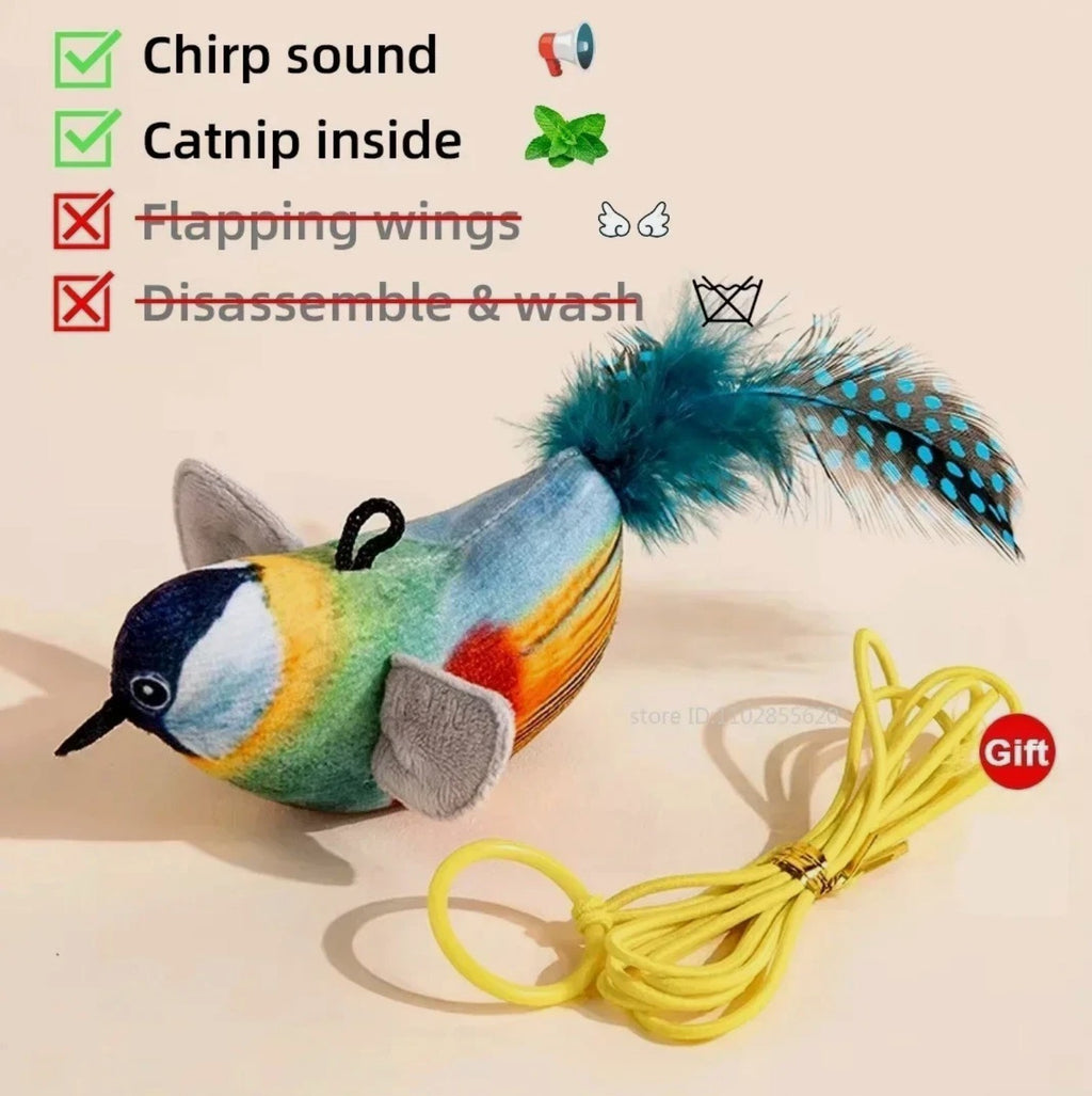 Interactive Hanging Bird Cat Toy – Catnip Teaser Toy with Sound Indoor Fun