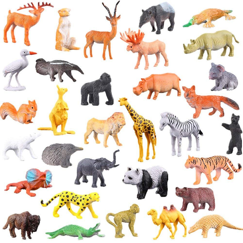53 Pieces Zoo Animals Playset Mini Wild Animal Figures for Holiday Gift Kids