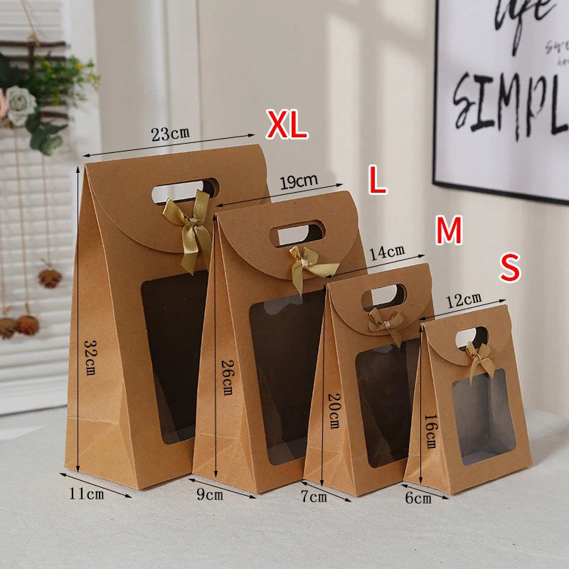 10Pcs Wholesale Cardboard Gift Bag with Windown Paper Cake Box Packing Supplies