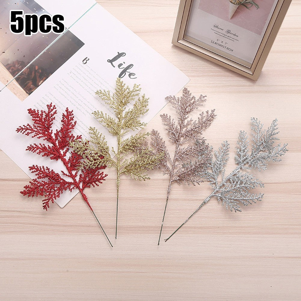 Artificial Leaves Garland Christmas Tree Decor 5pcs Rose Gold/Silver/Gold/Red