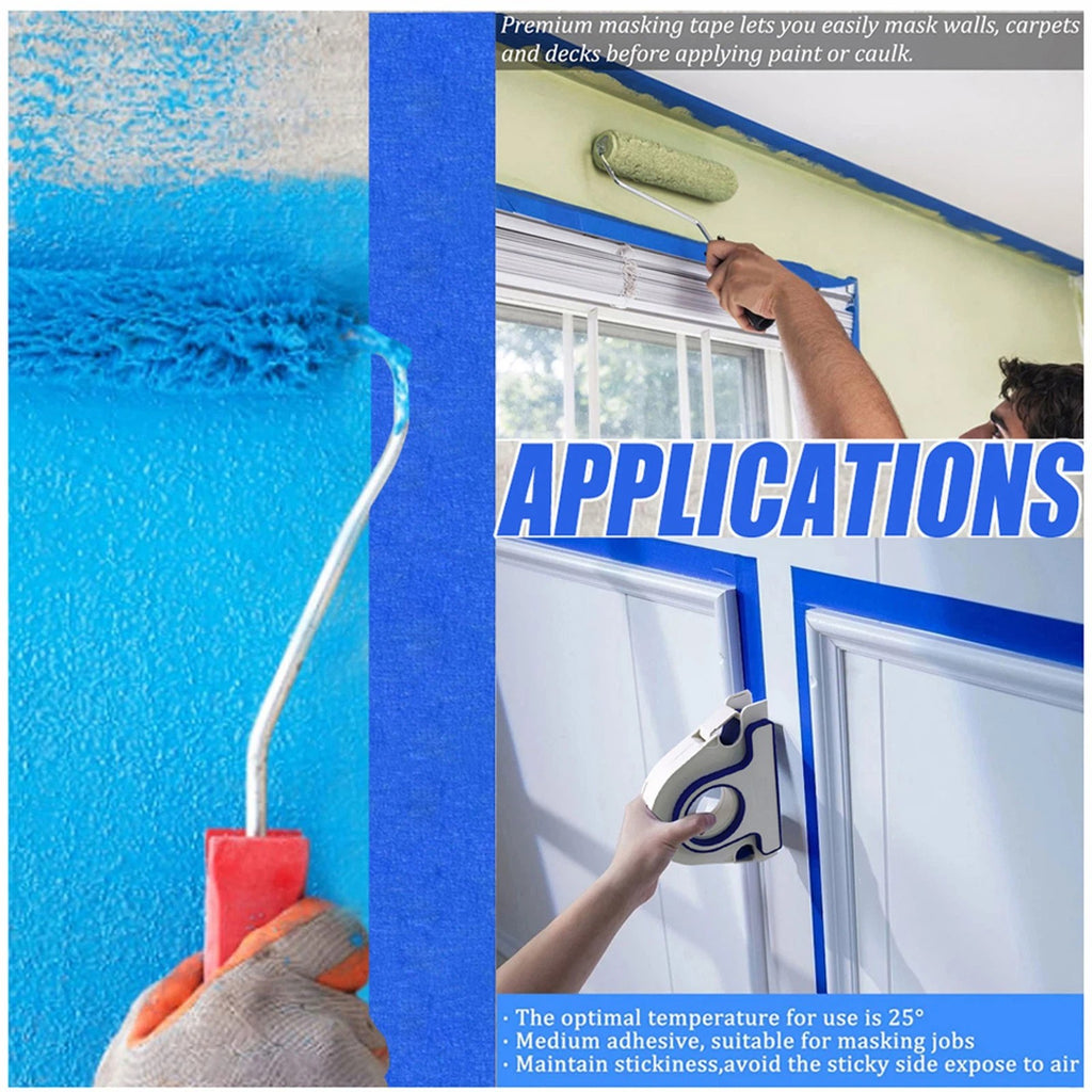 Masking Paint Tape Applicator Set, 25mm Width Blue Painter Tape Dispenser Tool