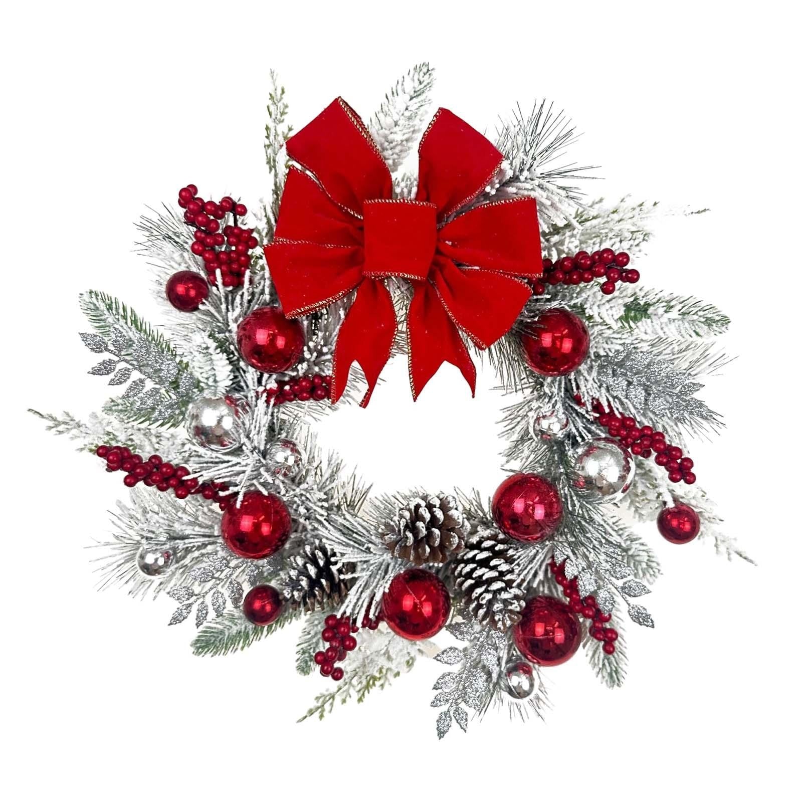 Snowy Christmas Wreath Artificial Wreath Front Door Winter Wreath for Festival