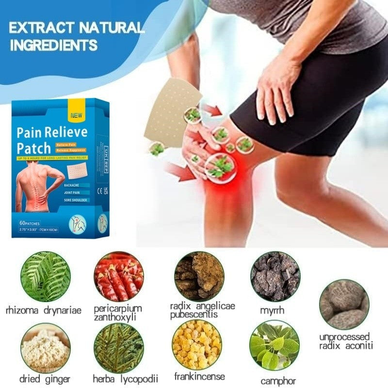 60 Pain Relief Patches Herbal Heat Plaster for Back Knee Neck Shoulder Arthritis