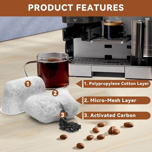 12 Pcs Water Filter Inserts for Ninja Luxe Cafe Espresso Machines Carbon Filters