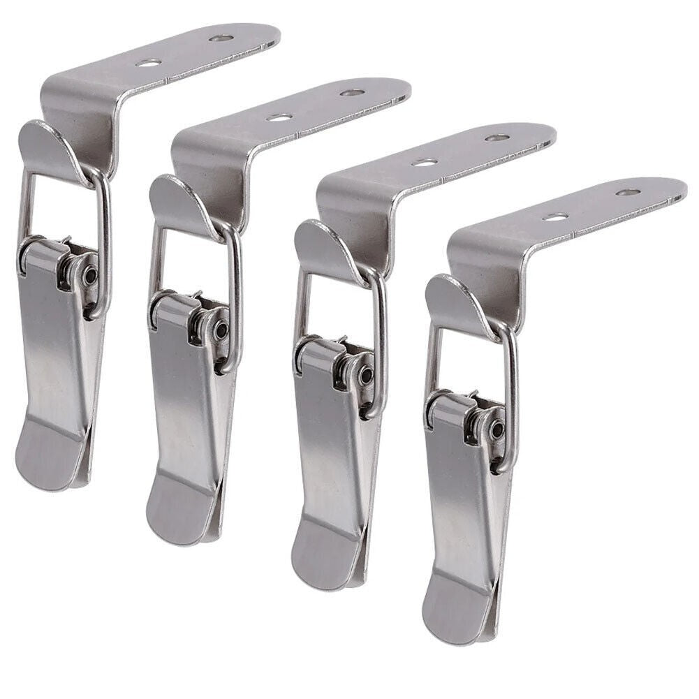 4pcs 90° Stainless Steel Spring Loaded Draw Toggle Latch Catch Clamp Clip Set UK