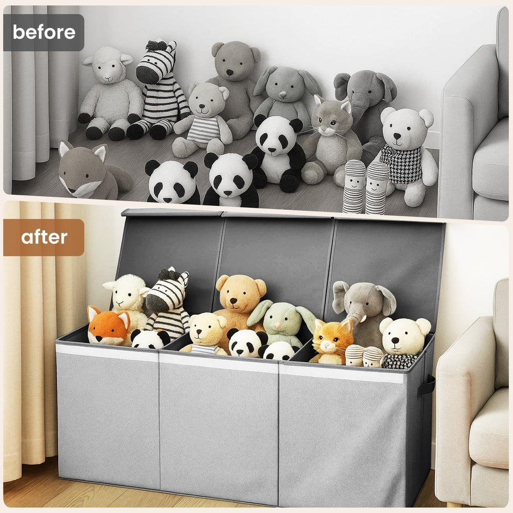 145L Toy Storage Box Large Foldable Kids Toy Chest & Box Toy Organiser