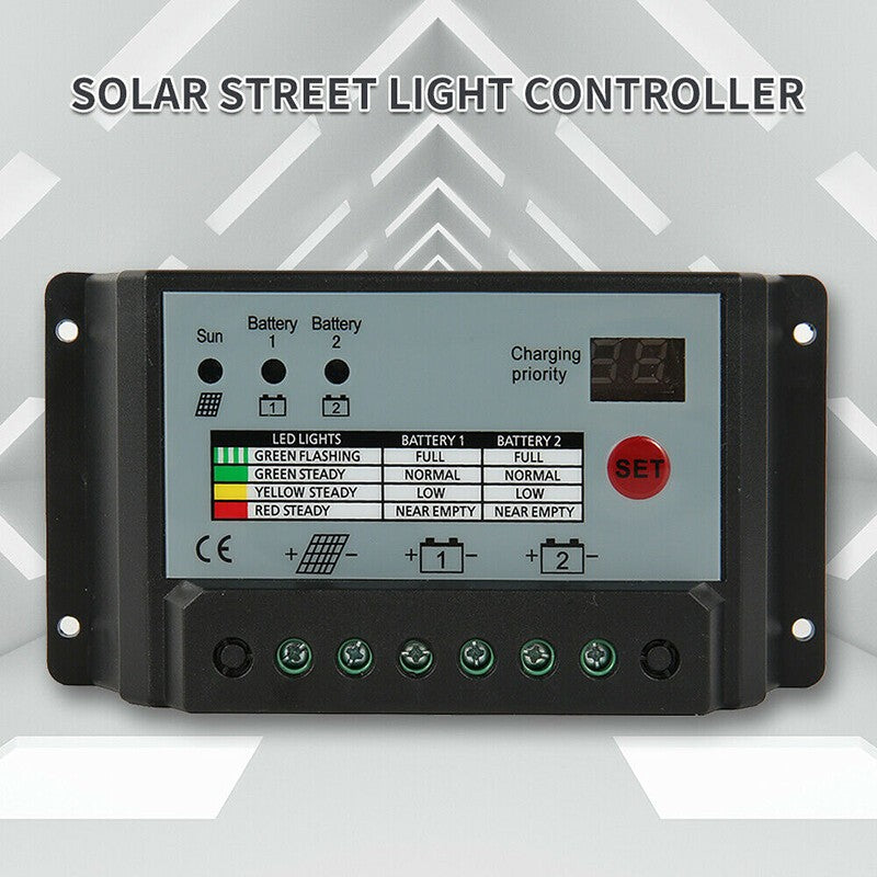 12V 24V 20A Dual Battery Solar Regulator Boat Solar Charge Controller