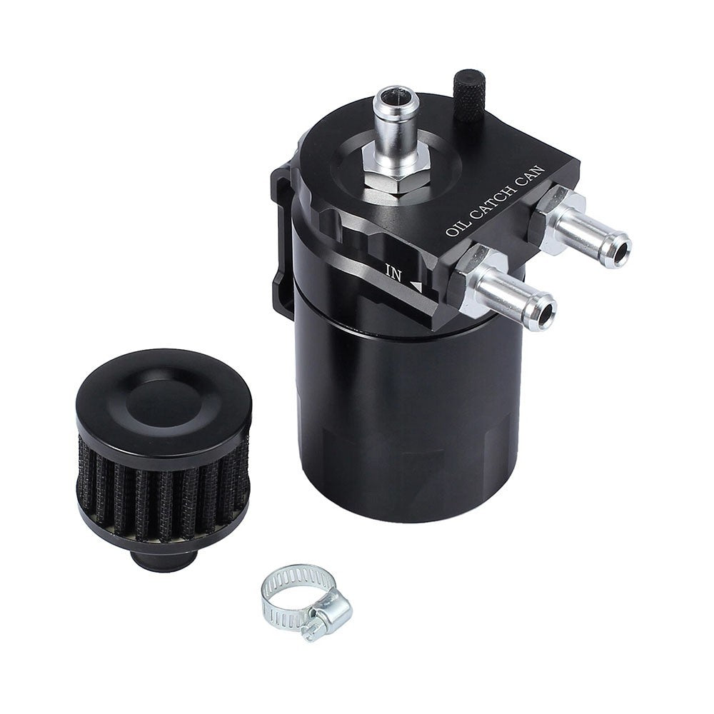 Car Oil Catch Reservoir Breather Can Tank + Filter Kit Cylinder Aluminum Engine