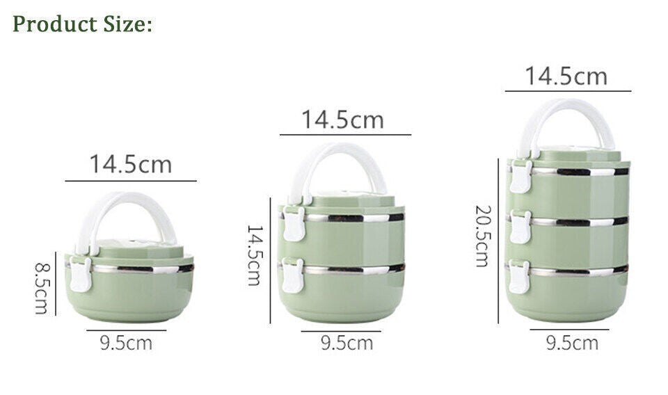 3 Tier Stainless Steel Insulated Lunch Box Thermos Bento Food Container BPA Free