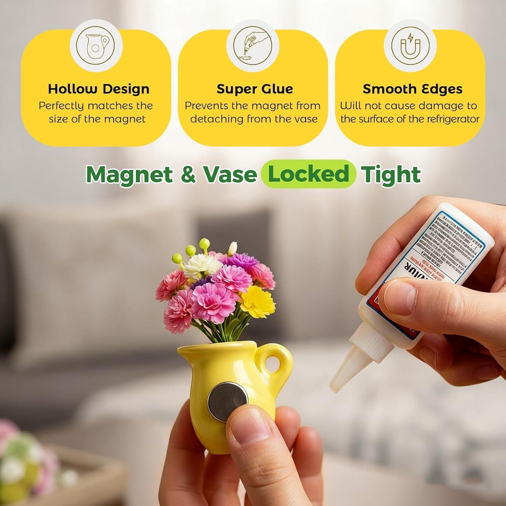 8Pcs Refrigerator Magnets Mini Ceramic Vase Fridge Magnet Vase Magnet for Fridge
