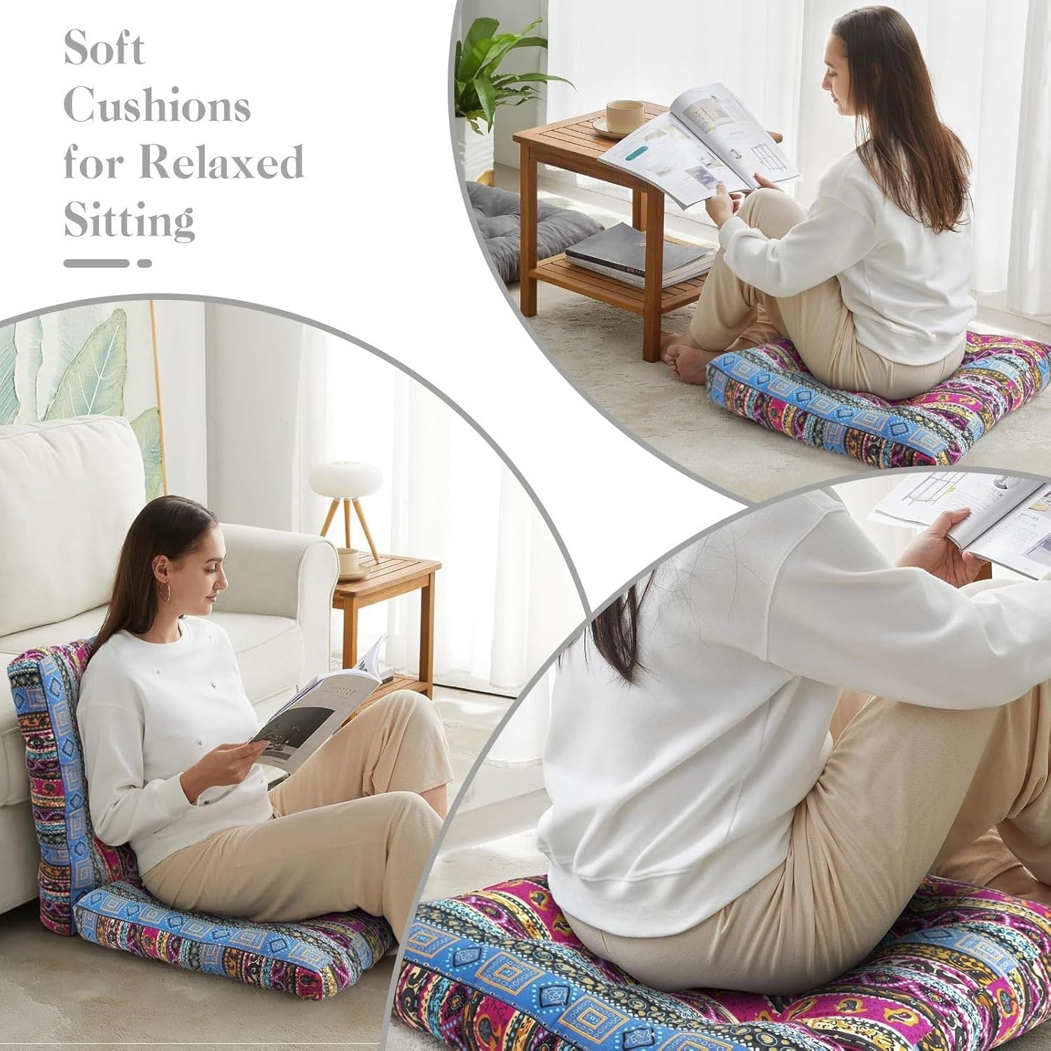 Indian Large Floor Cushion Square Meditation Yoga Seating Cushion Cotton Linen