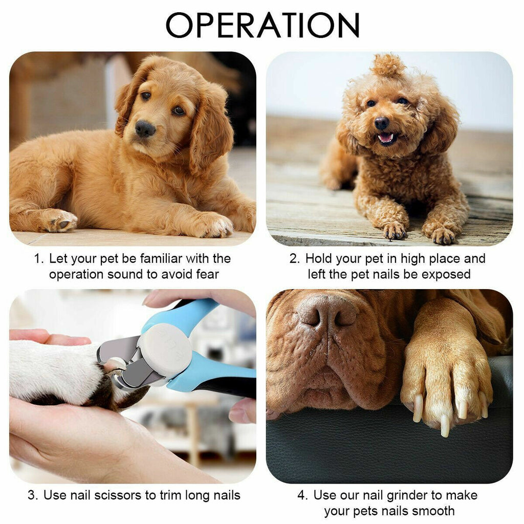 6 IN 1 Electric Dog Pet Nail Grinder Cat Claw Paw Toe Clipper Trimmer Grooming