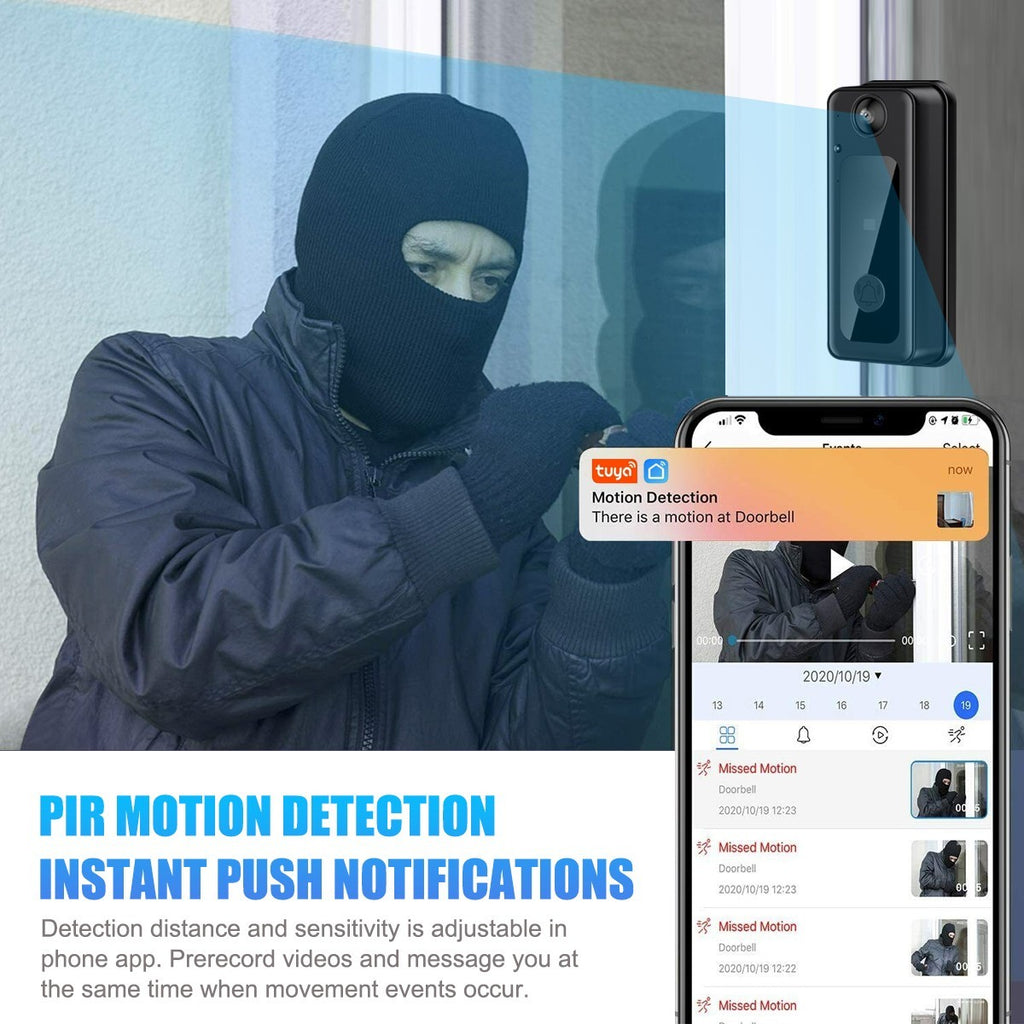 Wireless Smart Video Doorbell WiFi Security Camera Phone Door Ring Intercom Bell